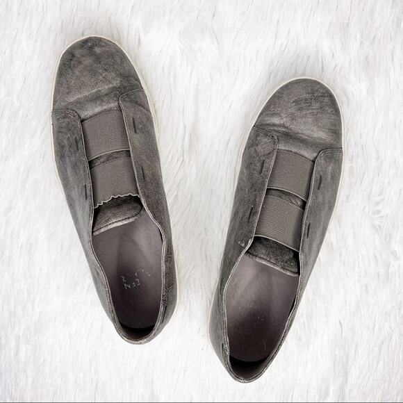 EILEEN FISHER / metallic gray silver green slip on sneakers / 7 - Picture 2 of 10